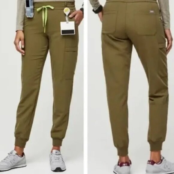 FIGS Zamora Jogger Scrub Pants in Martini Olive Green size Small Petite SP - Picture 3 of 11